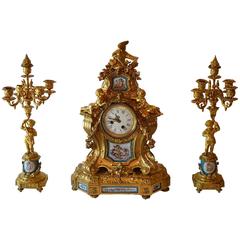 Porcelain and Gilt Bronze Clockset