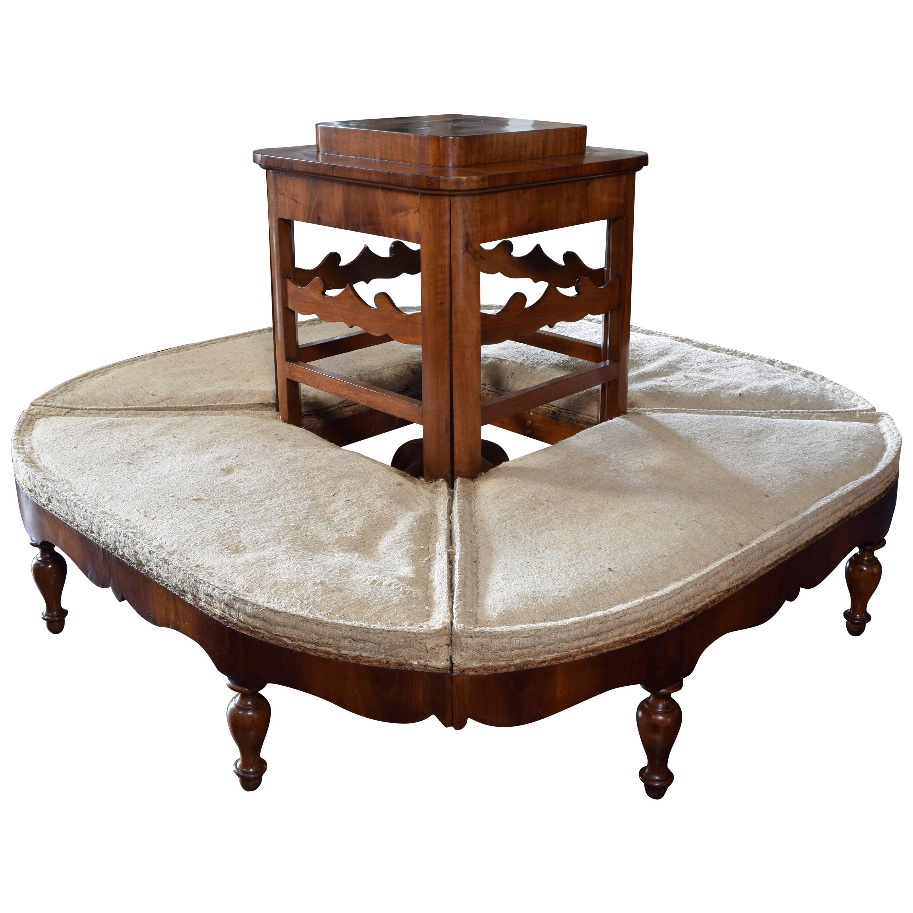 Italian Neoclassic Walnut & Walnut Veneer Borne, Interior Table, 19th Century