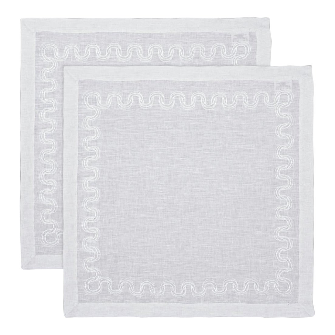 Paigah Handbestickte weiße Serviette - 2er-Set, Viya von Vikram Goyal