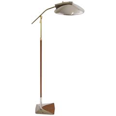 Vintage Laurel ‘Cobra’ Walnut and Brass Floor Lamp by Gerald Thurston