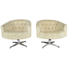 Pair of Ward Bennett Swivel Lounge or Club Chairs