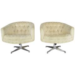 Pair of Ward Bennett Swivel Lounge or Club Chairs 7