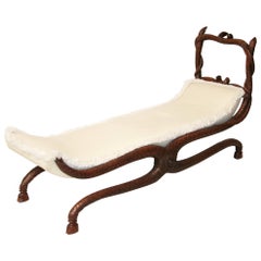  19th Century Serpent Carved Walnut Daybed/Bench