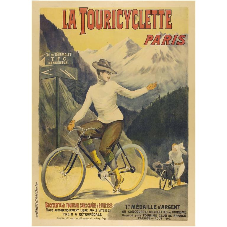 La Touricyclette Bicycle Paris France French Advertisement Art Poster Print 