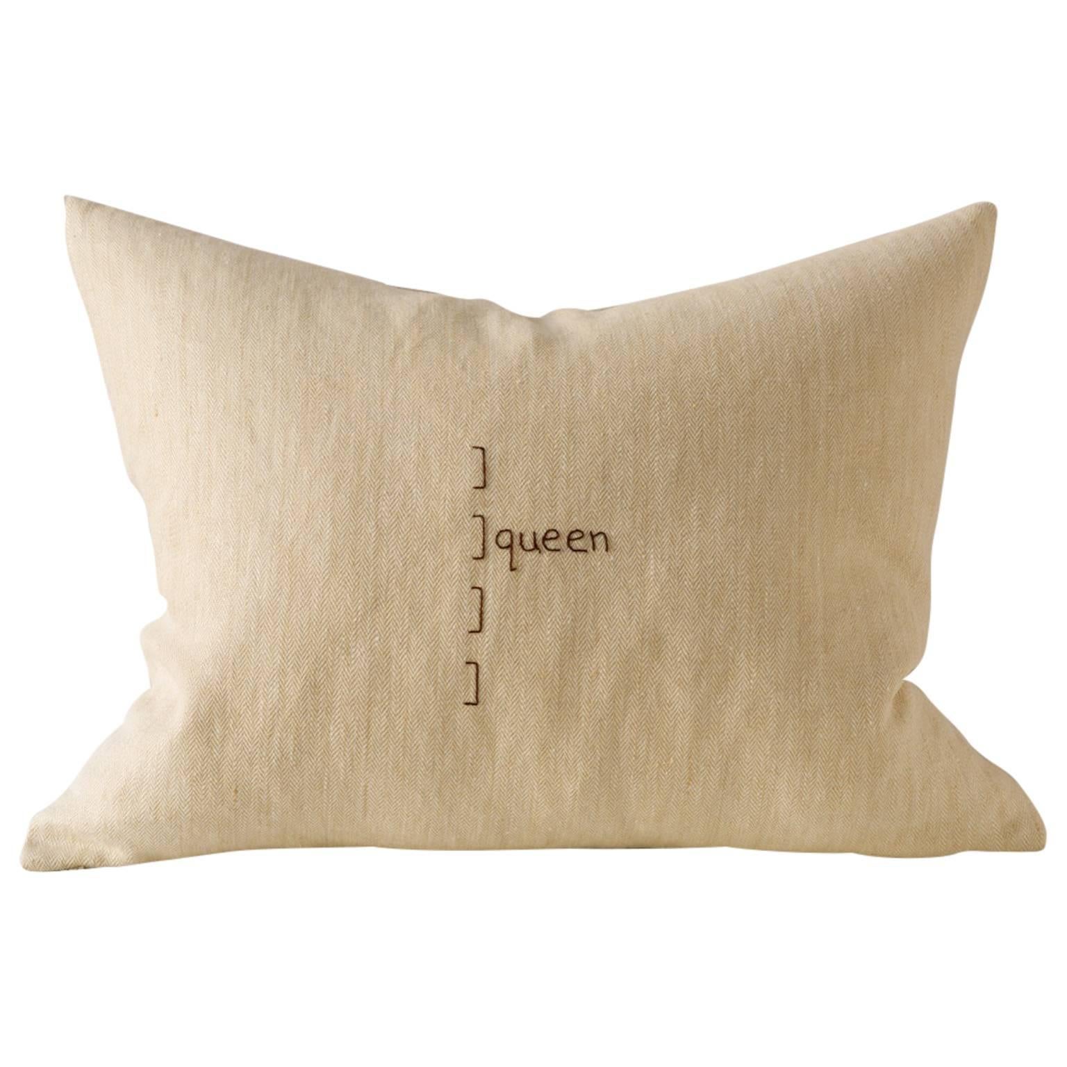 Linen Embroidered Sappho Fragment "Queen" For Sale