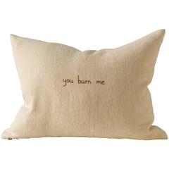 Linen Embroidered Sappho Fragment "You Burn Me"
