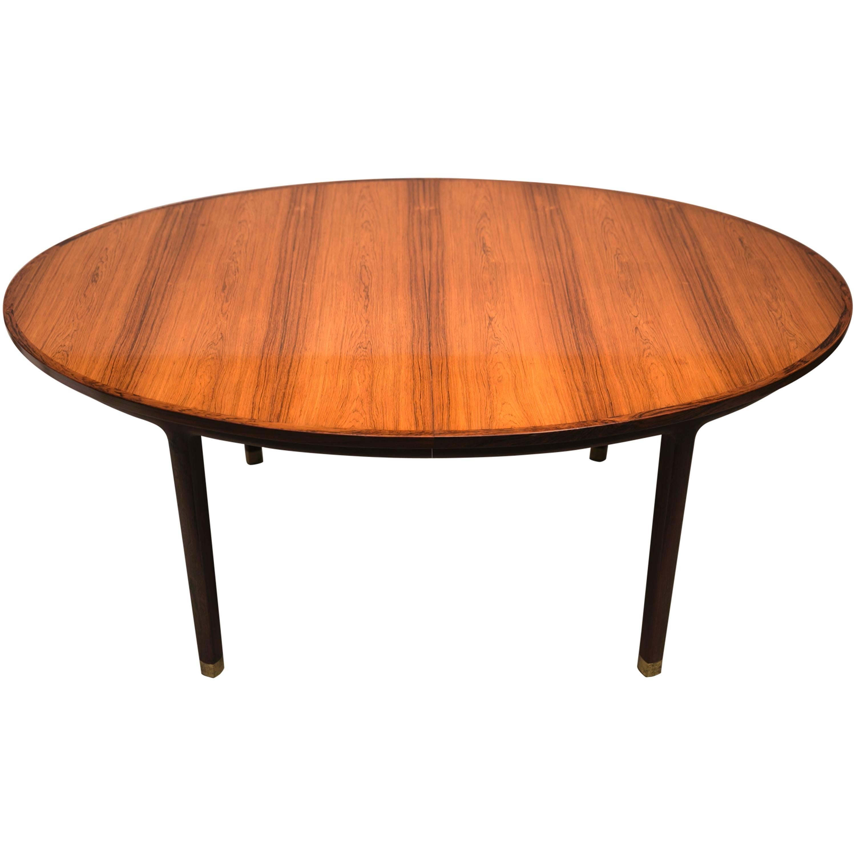 Well Proportioned Brazilian Rosewood Oval Dining Table by Ole Wanscher