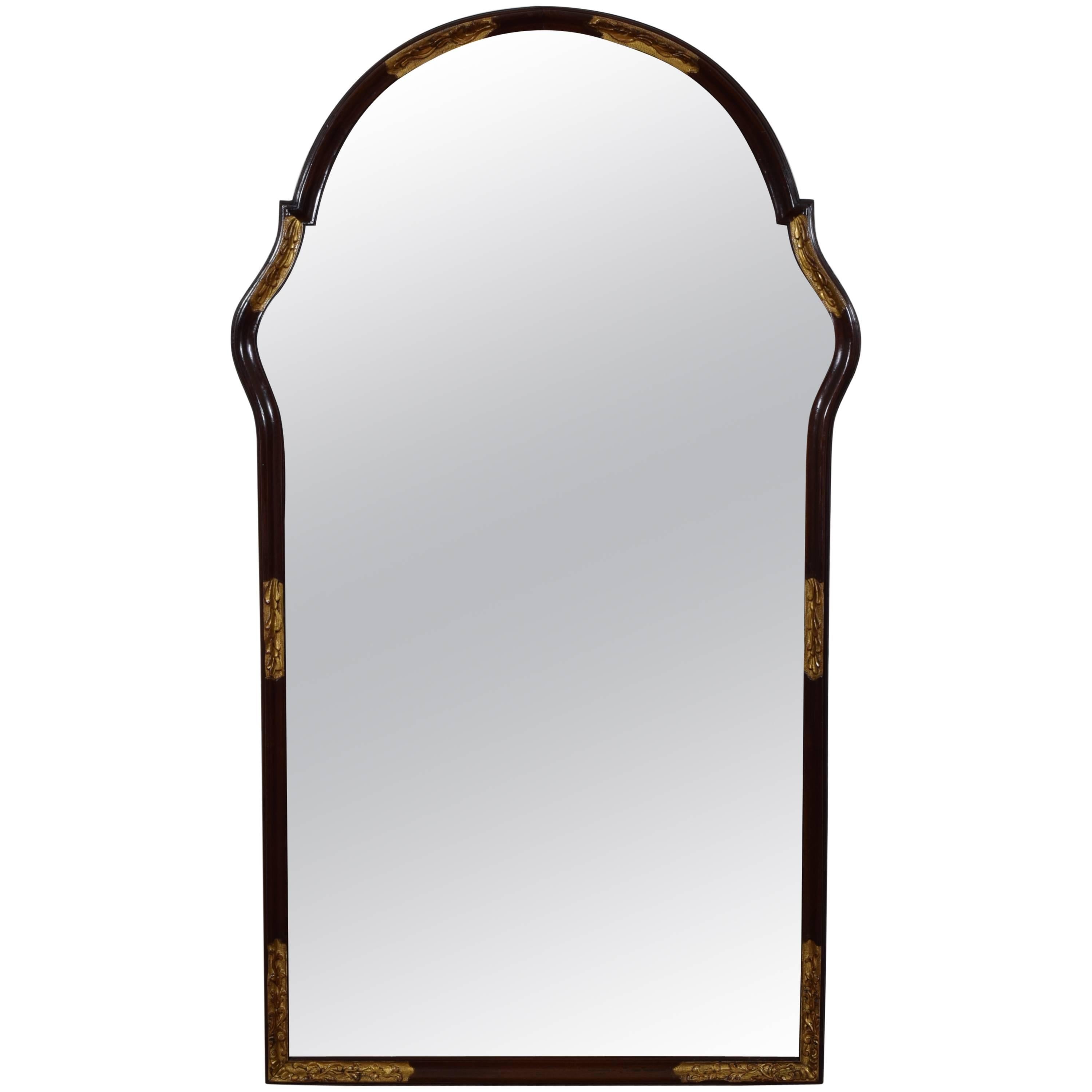 Italian Walnut and Giltwood Queen Anne Style Mirror, 19th Century