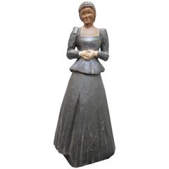 Carved Wood Lady in Long Dark Dress