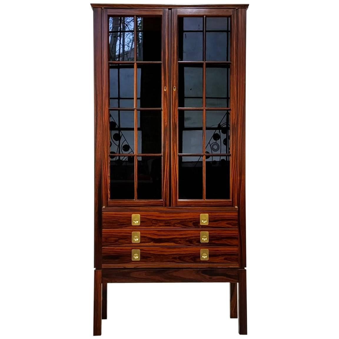 Rosewood Lighted Curio Cabinet by Torbjørn Afdal, Norway, 1960s