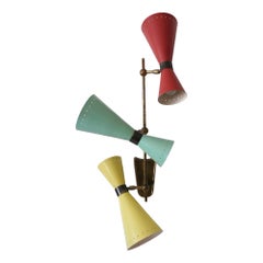 Exceptional Three-Armed Diabolo Sconce or Ceiling Fixture by BAG Turgi 1950s