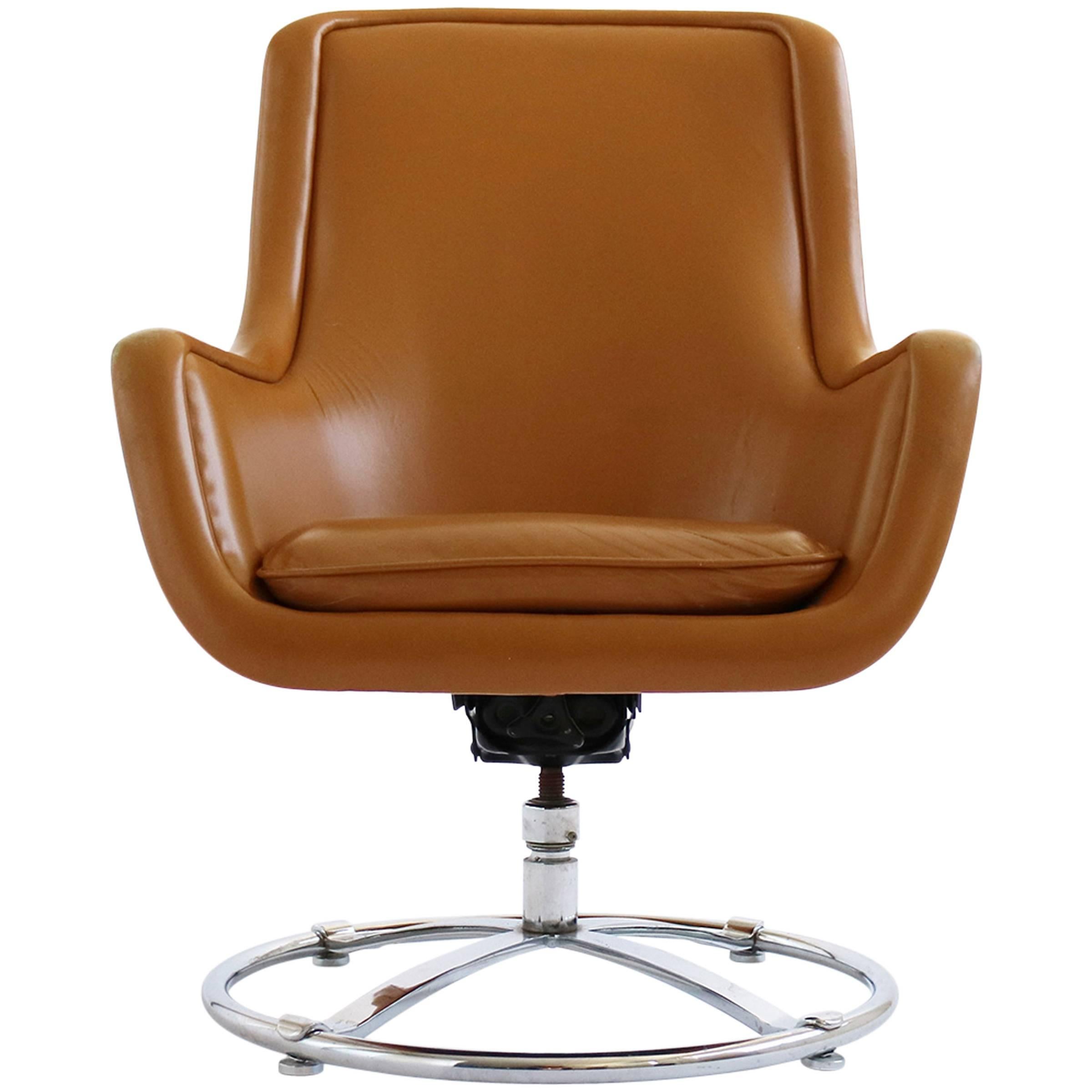 Pair of Blue Mohair Swivel Chairs with Brass Plinth by Ward at 1stDibs