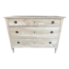 18th Century Italian Neoclassical Bleached Cherry Commode With Inlay
