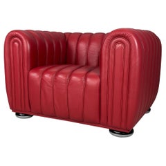 Josef Hoffmann Red Leather "Club 1910" Chair By Wittmann is