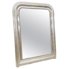French 19th Century Silver Louis Philippe Mirror with Greek Key Pattern