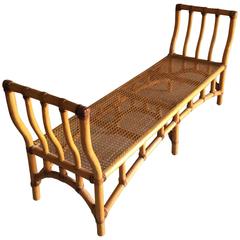 Bamboo Rattan End-of-Bed Bench Chinoiserie Palm Beach Hollywood Regency