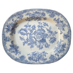 Asiatic Pheasant’s Blue & White Medium Platter, 19th Century