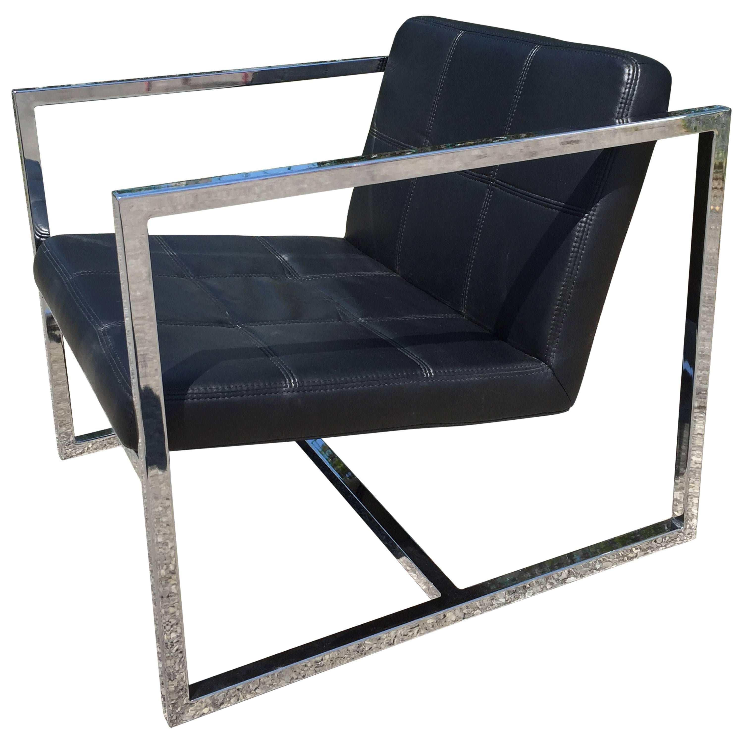 Milo Baughman Style Modern Chair For Sale