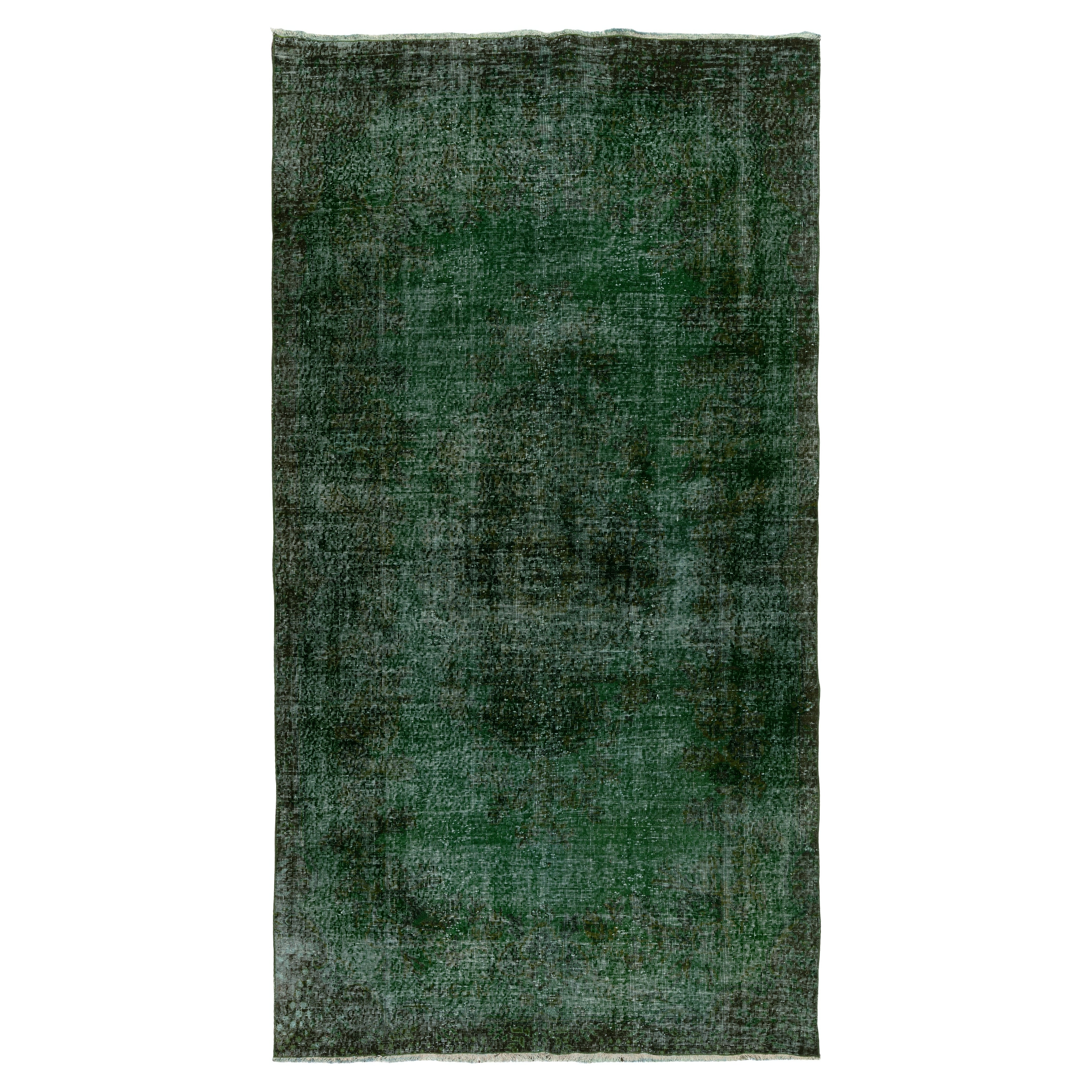 6.2x11 Ft Vintage handgeknüpft türkische Wolle Bereich Teppich Overdyed in grüner Farbe