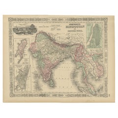 Hindostan or British India Map – Johnson, Hand-Colored USA c.1864