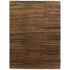 Rug & Kilim's Modern Textural Rug in Beige-Braun und Umber Streifen und Striae