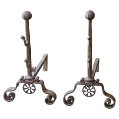 18th Century French Louis XV Andirons, Firedogs