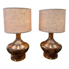 Pair of Turned Wood Oversized Table Lamps