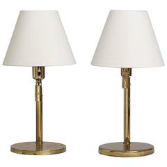 Retro Pair of Brass Swing Arm Desk Lamps Koch and Lowy, 1970s