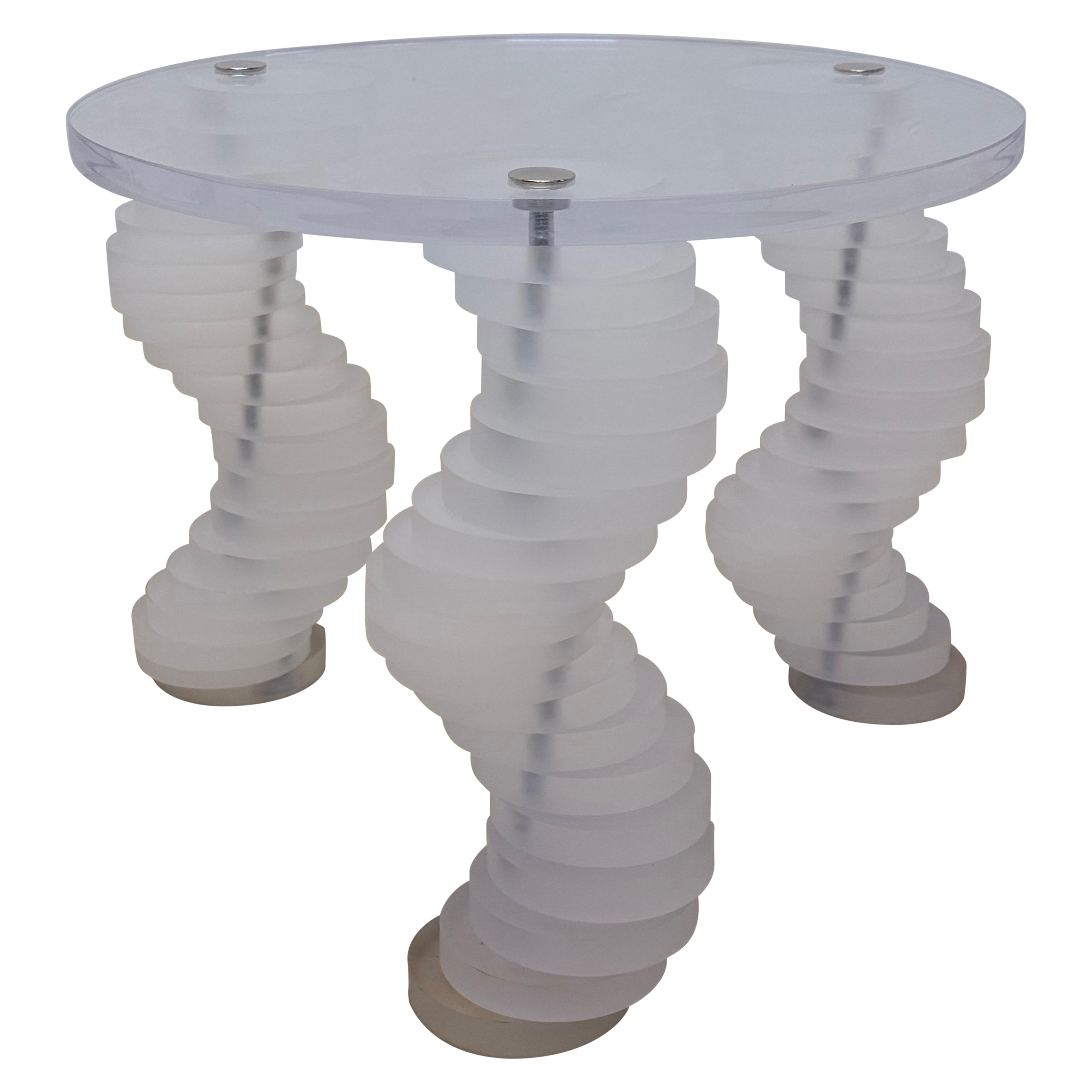 Mid-Century Sculptural Lucite Side Table with Spiral Lucite Legs, 1970s For Sale