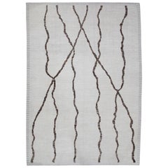 Turkish Modern Wool Rug Beige Brown Handwoven Wool Rug 9'7" x 13'8"