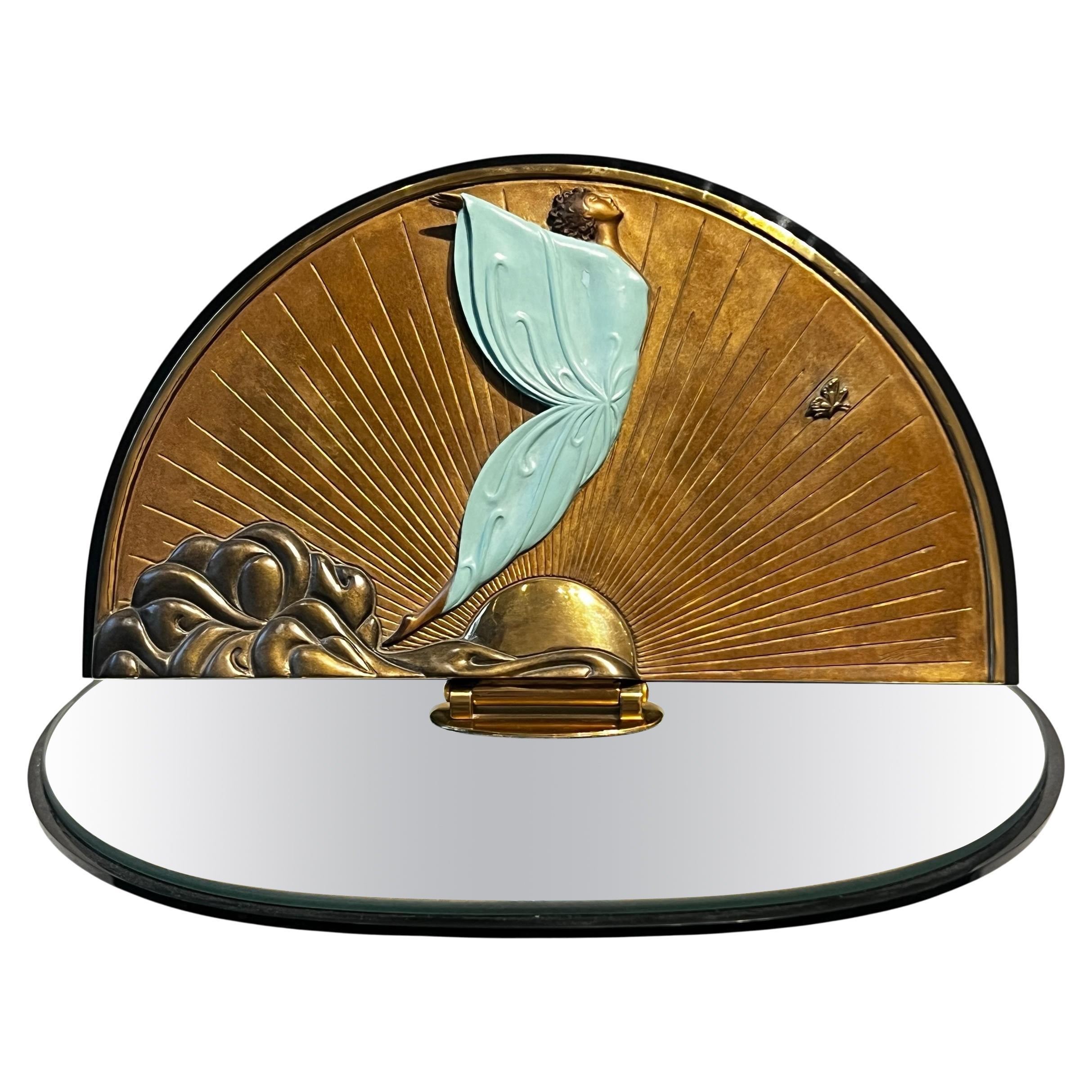 Erte - Romain de Tirtoff, "Transcendence" Scultura in bronzo con specchio da tavolo, 1984 in vendita