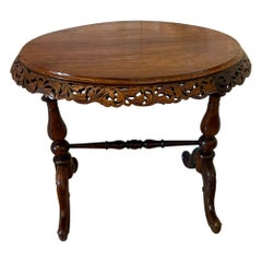 Unusual Oval Antique Victorian Quality Padauk Wood Lamp Table