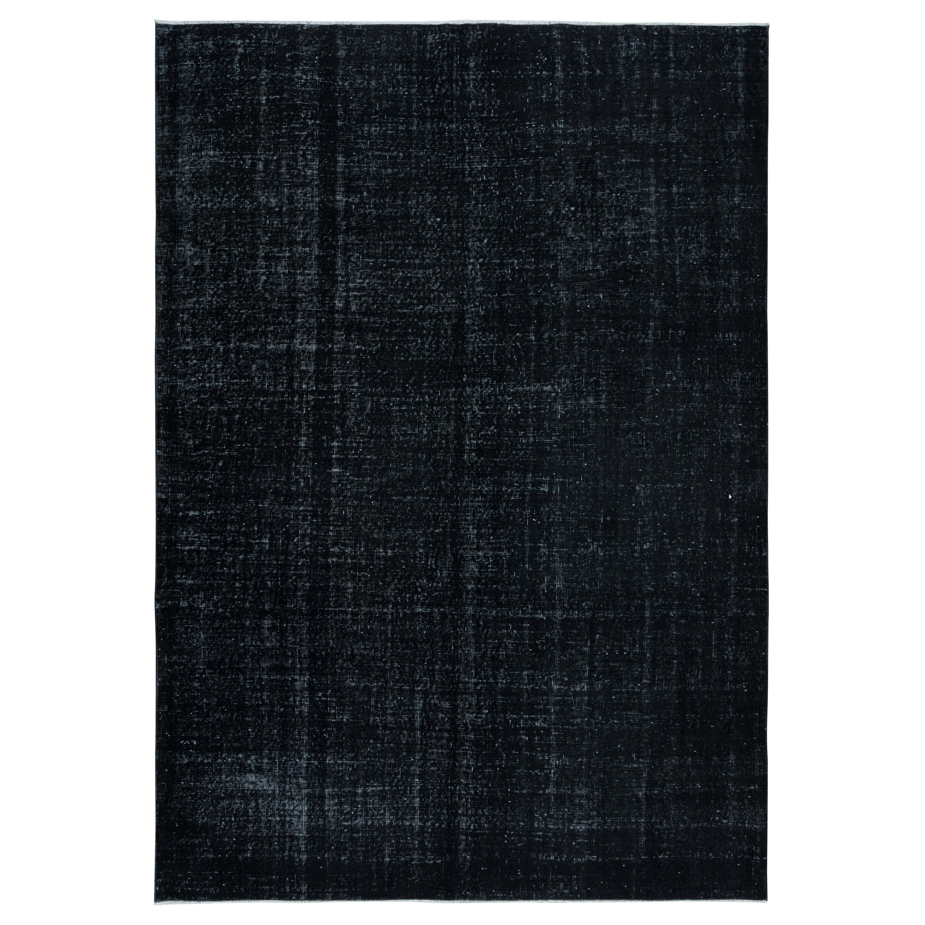 Tappeto in lana vintage 6.8x10 Ft sovratinto in nero, annodato a mano in Turchia in vendita