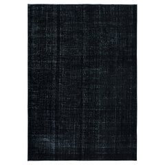 Tappeto in lana vintage 6.8x10 Ft sovratinto in nero, annodato a mano in Turchia