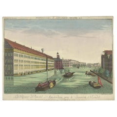 Antique Optica View Amsterdam Amstel River by Rondel, Winckler c.1770