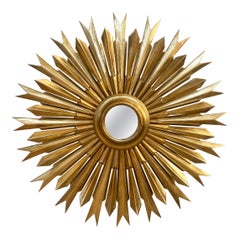 Sunburst Handcarved Golden Mirror