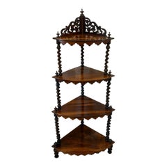 Superb Quality Antique Victorian 4 Tier Rosewood Corner Whatnot