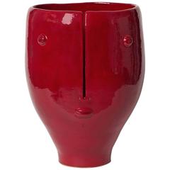 Large Red "Idole" Vase, Unique Piece by Dalo