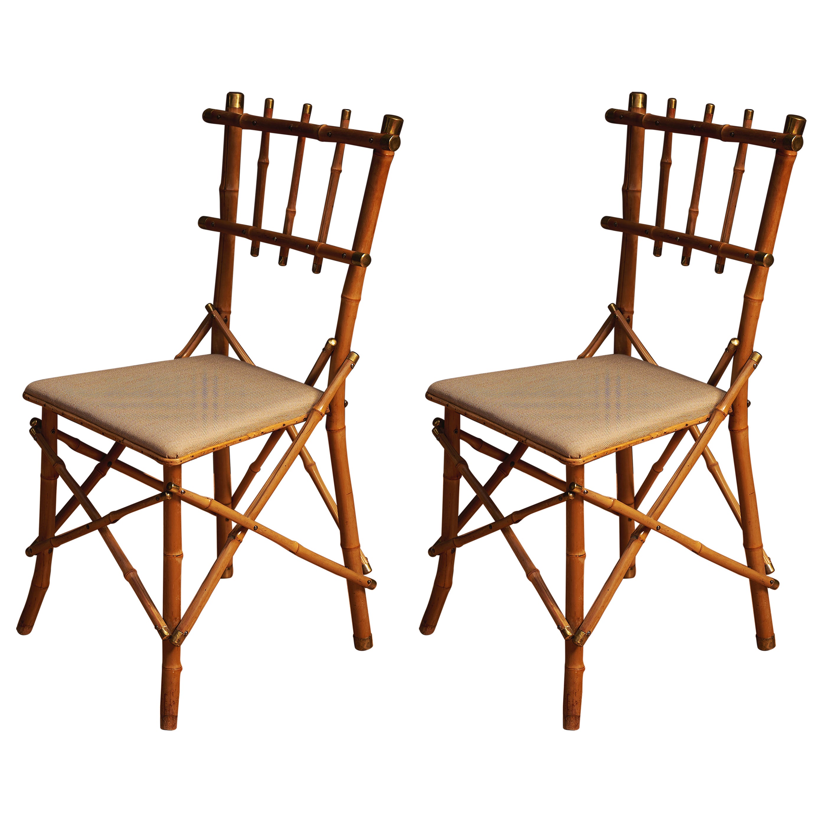 Paar Beistellstühle aus Bambus von J. Kothgassner, Wien, um 1880 im Angebot