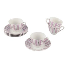 Gunnar Nylund for Rörstrand. Set of four "Casino" coffee cups with saucers.