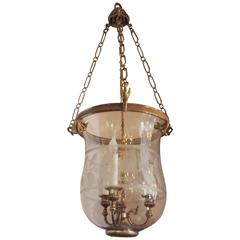 Wonderful French Empire Dore Bronze-Mounted Etched Lantern Neoclassical Fixture