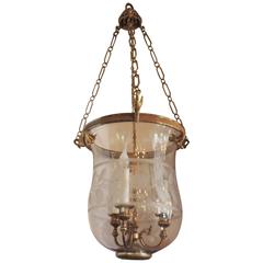 Wonderful French Empire Dore Bronze-Mounted Etched Lantern Neoclassical Fixture
