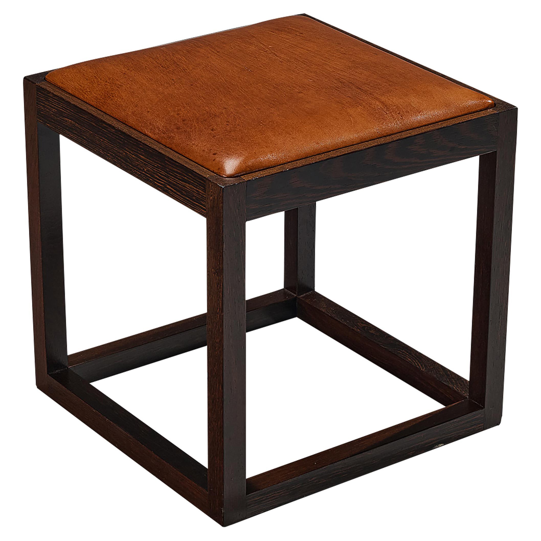 Claus Bonderup & Torsten Thorup Stool in Wengé and Niger Leather For Sale