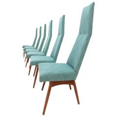Mid-Century Modern Adrian Pearsall Tall Back Dining Chairs Set of Six