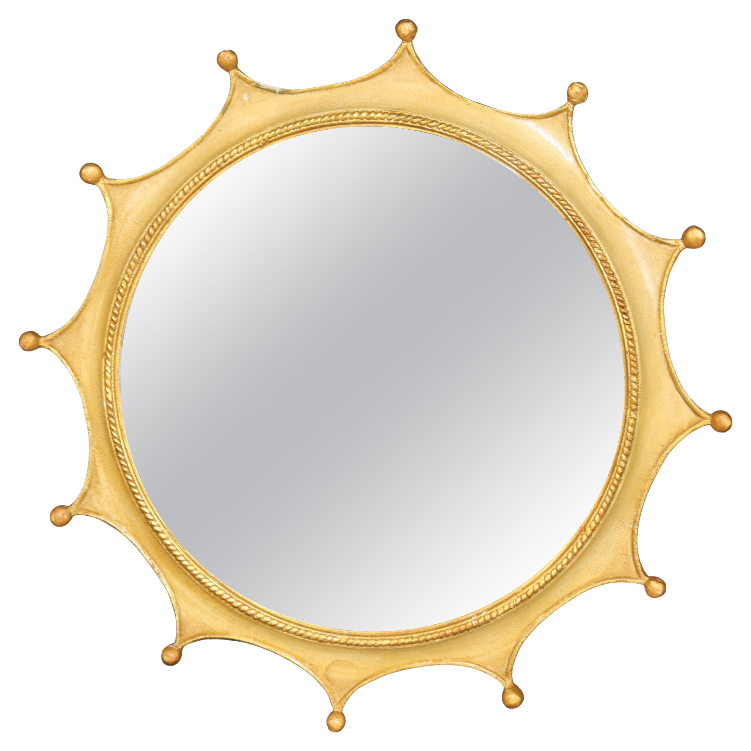 Specchio di metà secolo Palladio Italia Crown Sunburst Design in vendita