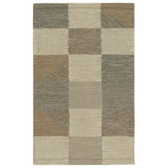 Rug & Kilim's Teppich im skandinavischen Stil in Blau und Grau mit geometrischen Mustern