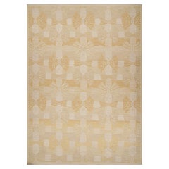 Rug & Kilim’s Scandinavian Style Rug with Gold and Beige Geometric Patterns