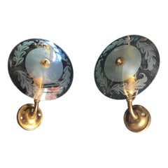 Cristal Art Sconces Brass Glass 1950 Italy