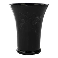 Vase en céramique noire avec décorations, années 1970