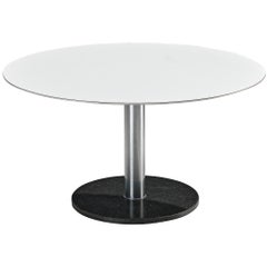 Postmodern Round Table with Stone Base and Laminated Top